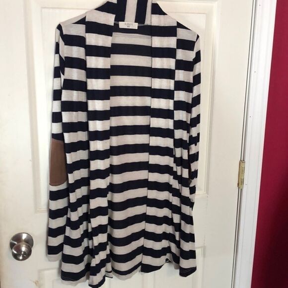 Always Me navy striped cardigan sz M - Picture 3 of 6